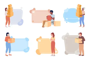 People With Cardboard Boxes Illustration Pack