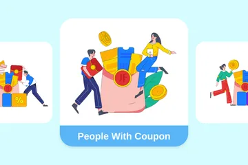People With Coupon Illustration Pack
