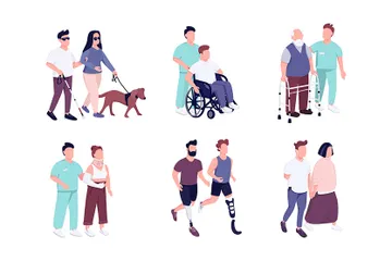 People With Disability Activities Illustration Pack