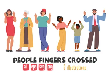 People With Fingers Crossed Illustration Pack