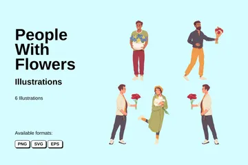 People With Flowers Illustration Pack