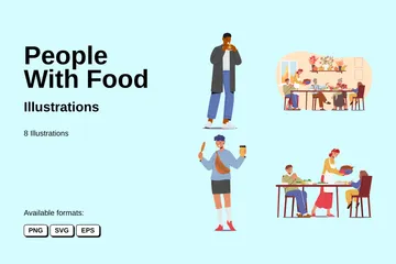 People With Food Illustration Pack