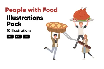 People With Food Illustration Pack