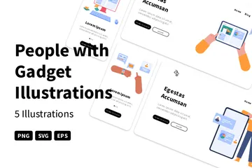 People With Gadget Illustration Pack