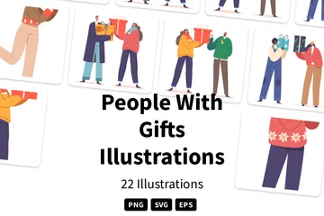 People With Gifts Illustration Pack