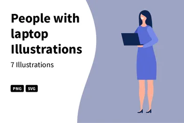 People With Laptop Illustration Pack