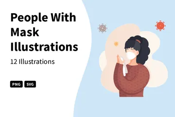 People With Mask Illustration Pack