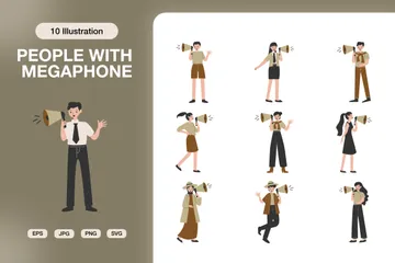 People With Megaphone Illustration Pack