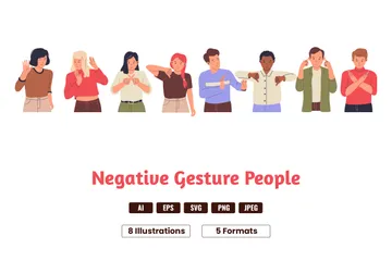 People With Negative Emotions And Gestures Illustration Pack