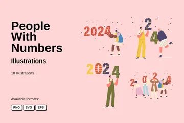 People With Numbers Illustration Pack