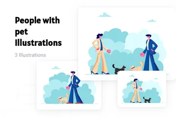 People With Pet Illustration Pack