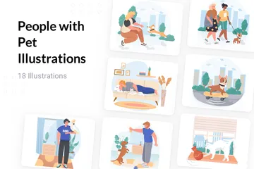 People With Pet Illustration Pack