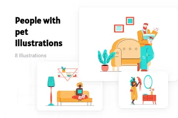 People With Pet Illustration Pack