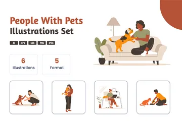 People With Pets Illustration Pack
