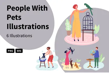 People With Pets Illustration Pack