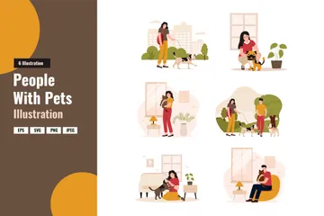 People With Pets Illustration Pack