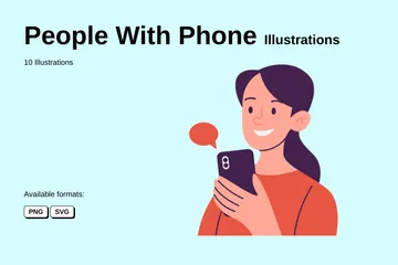 People With Phone Illustration Pack