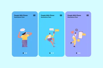 People With Phone Illustration Pack