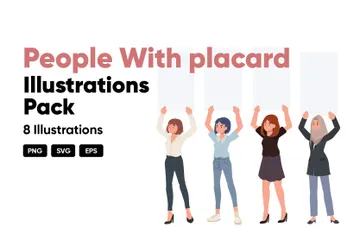 People With Placard Illustration Pack