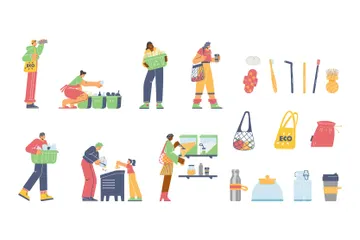 People With Sustainable Habits Illustration Pack