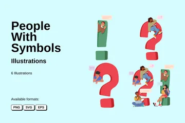 People With Symbols Illustration Pack