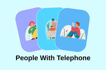 People With Telephone Illustration Pack
