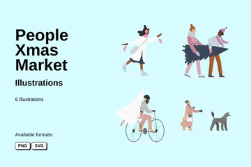 People Xmas Market Illustration Pack