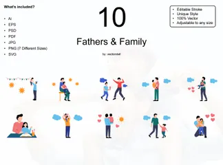 Pères et famille Pack d'Illustrations