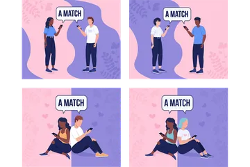 Perfektes Matching auf der Dating-App Illustrationspack