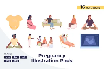 Manter-se saudável durante a gravidez Pacote de Ilustrações