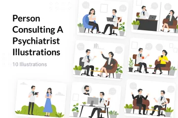 Person Consulting A Psychiatrist Illustration Pack
