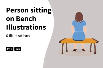 Person Sitting On Bench Illustration Pack