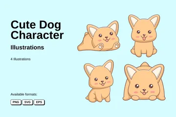 Personagem de cachorro fofo Pacote de Ilustrações
