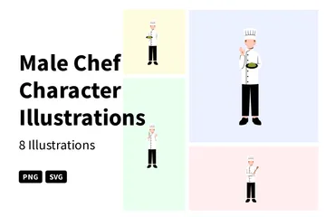 Personagem Chef Masculino Pacote de Ilustrações