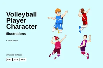 Personagem de jogador de voleibol Pacote de Ilustrações