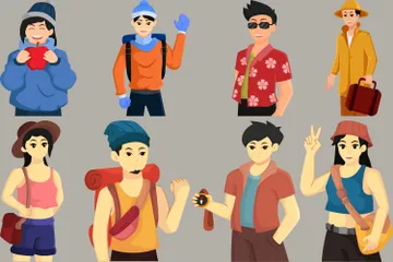 Personagem de viagem Illustration Pack