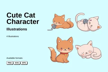Personagem de gato fofo Pacote de Ilustrações