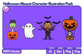 Personagem Mascote de Halloween Pacote de Ilustrações