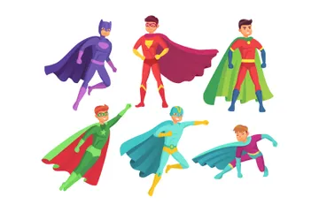 Personagens do super-herói Pacote de Ilustrações