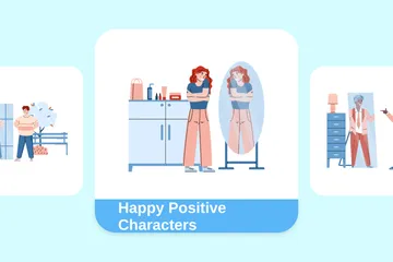 Personagens Positivos Felizes Pacote de Ilustrações