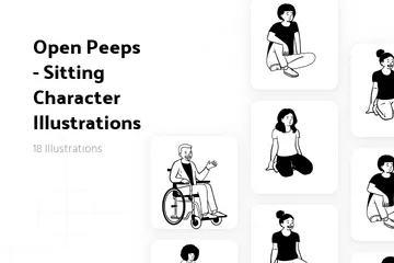 Free Open Peeps - Personaje sentado Paquete de Ilustraciones