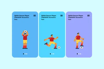 Personaje de jugador de fútbol hábil Paquete de Ilustraciones