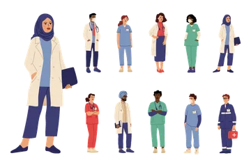 Personaje médico enfermera Paquete de Ilustraciones