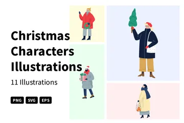 Personajes navideños Paquete de Ilustraciones