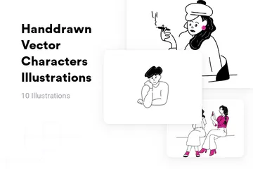Free Personajes vectoriales dibujados a mano Paquete de Ilustraciones