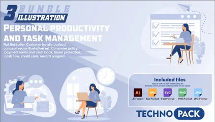 Personal Productivity And Task Management Illustration Pack