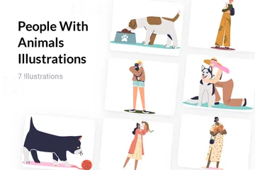 Personas con animales Paquete de Ilustraciones
