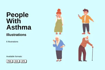 Personas con asma Paquete de Ilustraciones