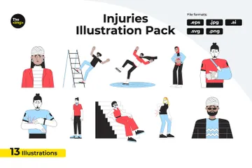 Personas con lesiones Paquete de Ilustraciones