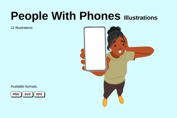 Personas con teléfonos Paquete de Ilustraciones